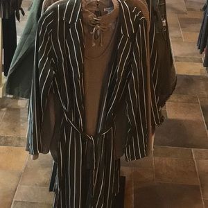 Olive and white duster